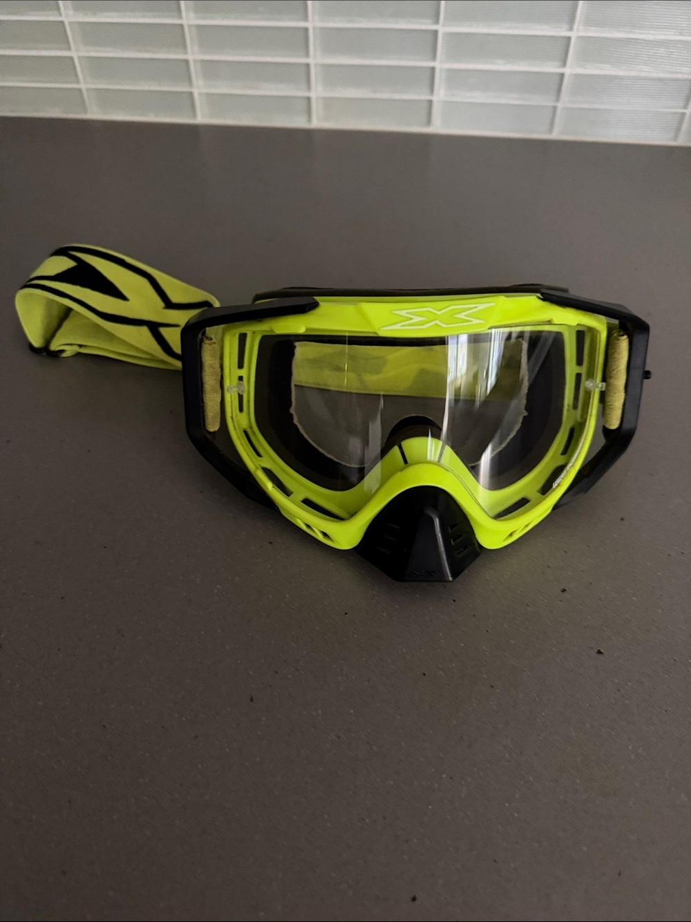 Neon Yellow Motocross Goggles with Clear Lens